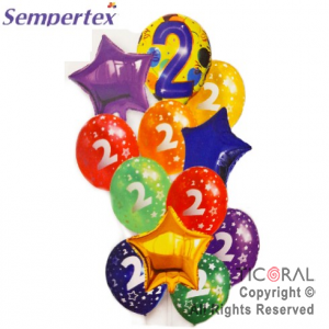 SET DE GLOBOS NUMEROS MULTICOLOR NRO 2 12 UNIDADES X 1